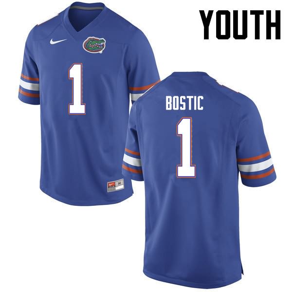 Youth NCAA Florida Gators Jonathan Bostic #1 Stitched Authentic Nike Blue College Football Jersey HVB8165YS